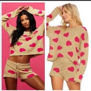 Beach Riot Sandy famous sweater Shorts Taupe Hearts